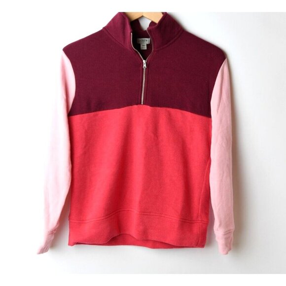 J.CREW Tops - J. CREW Women's Sweatshirt Sz XS Colorblock Half Zip Red Pink Athleisure